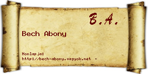 Bech Abony névjegykártya
